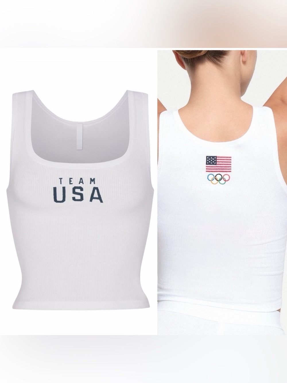 SKIMS PARALYMPIC RIBBED TANK STYLE: TP-TNK-5646W COLOR: WHITE SIZE: MEDIUM